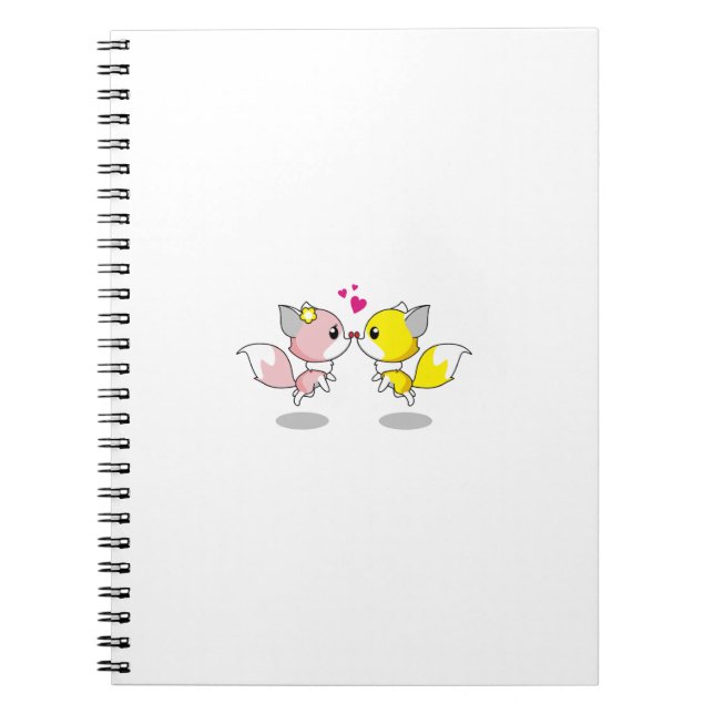 Cuaderno Fox Love Kiss Animal Cute Personalizado Diseño Fun (Frente)