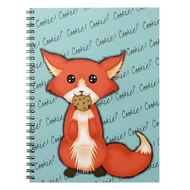 Cuaderno Fox observado grande lindo que come una galleta (Frente)