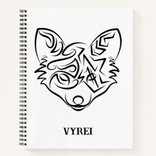 Cuaderno Fox tribal negra y blanca