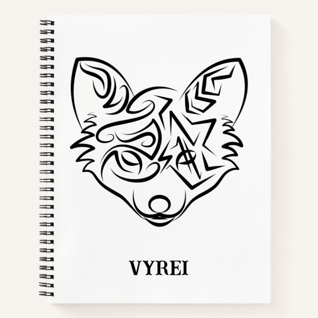 Cuaderno Fox tribal negra y blanca (Anverso)