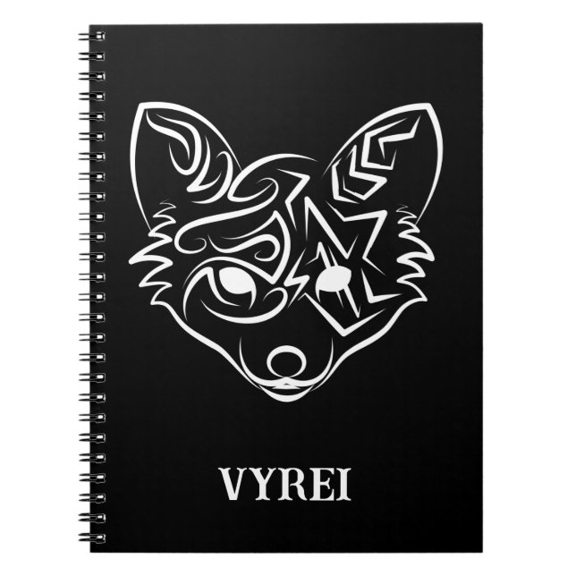 Cuaderno Fox tribal negra y blanca (Frente)
