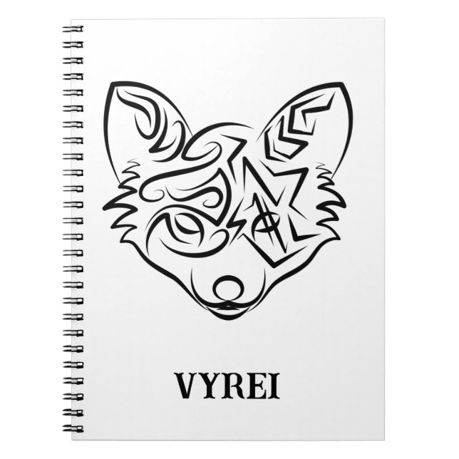 Cuaderno Fox tribal negra y blanca (Frente)