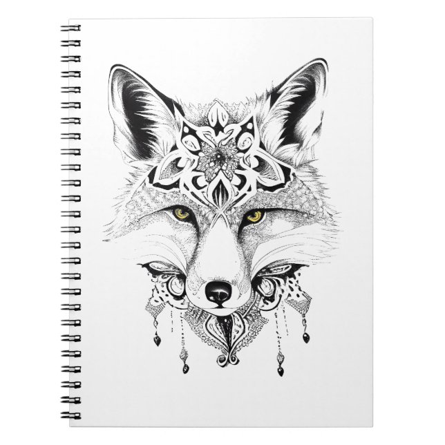 Cuaderno Fox Wild Animal Nature Ilustracion Art Tattoo (Frente)