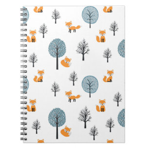 Cuaderno Foxes Forestales: fondo blanco vintage