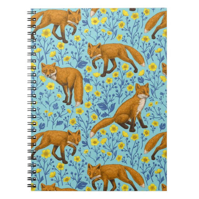 Cuaderno Foxes y mariposas en azul de la piscina (Frente)