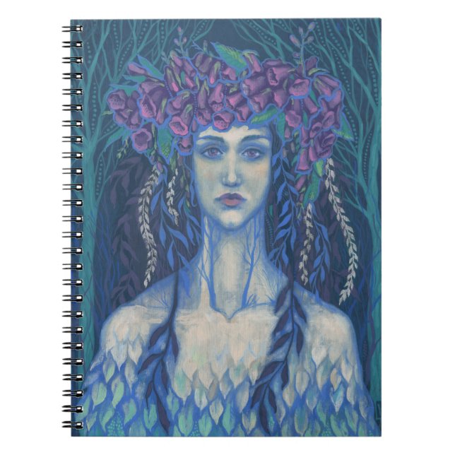 Cuaderno Foxglove dryad hermoso chica arte de fantasía surr (Frente)