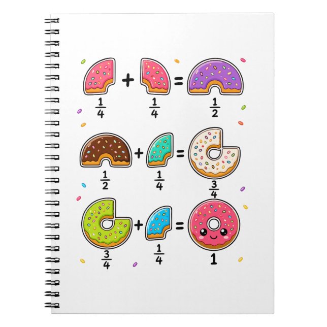 Cuaderno Fracciones de Donut Humor de Aprendizaje de Matemá (Frente)