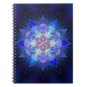 Cuaderno Fractal azul de la mandala de la flor