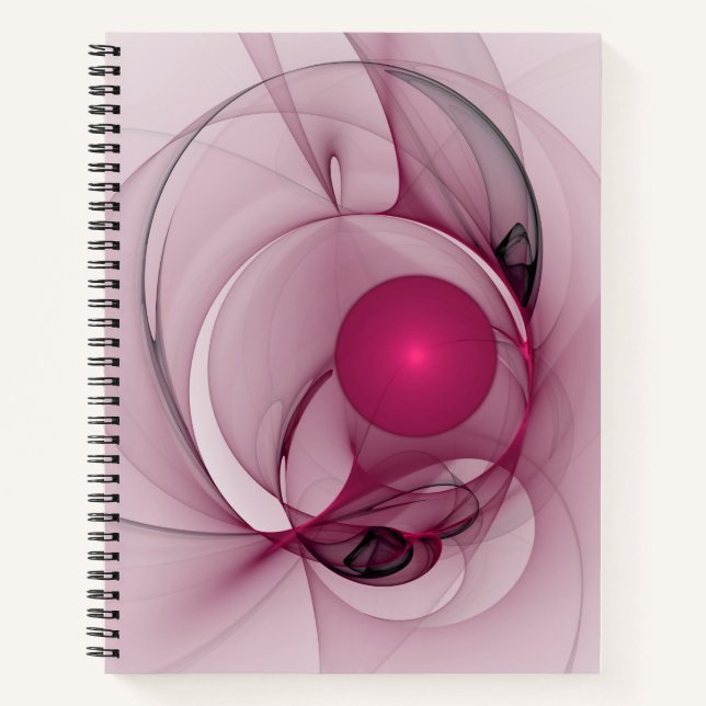 Cuaderno Fractal cambiante, arte rosa de la berry abstracta (Anverso)
