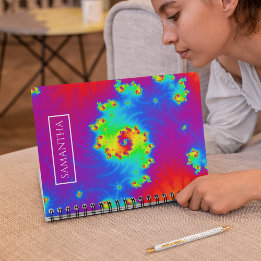 Cuaderno Fractal de espiral arcoiris personalizado