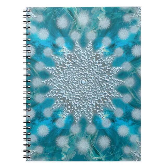 Cuaderno Fractal del copo de nieve del navidad (Frente)