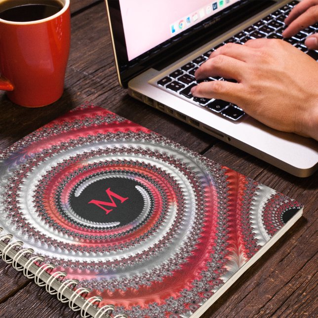 Cuaderno Fractal en espiral de gradiente rojo negro abstrac (Subido por el creador)