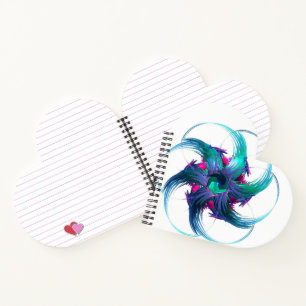 Cuaderno Fractal Fantasía Swirls Portátil con forma de cora