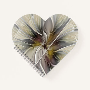 Cuaderno Fractal floral, flor de fantasía con colores de la