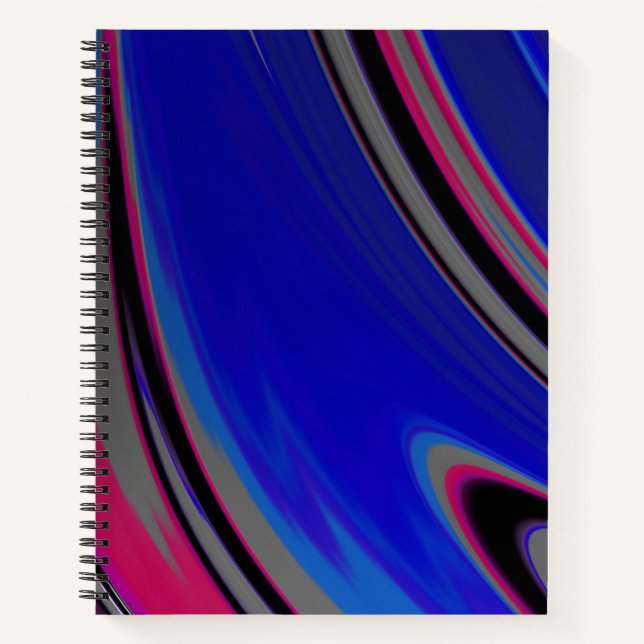 Cuaderno Fractal Magenta Gris Azul Moderno (Anverso)