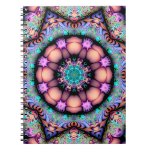 Cuaderno Fractal Mandala Floral Psicodelia