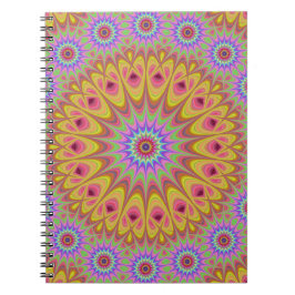 Cuaderno Fractal Mandala Floral Psicodélico Retro