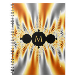 Cuaderno Fractal metálico de plata dorada monogramada