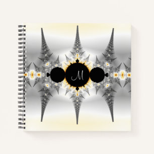 Cuaderno Fractal plateado resumen monogramado