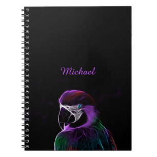 Cuaderno Fractal púrpura del loro de Digitaces