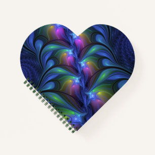 Cuaderno Fractal verde rosa azul luminoso colorido abstract