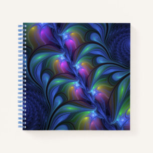 Cuaderno Fractal verde rosa azul luminoso colorido abstract