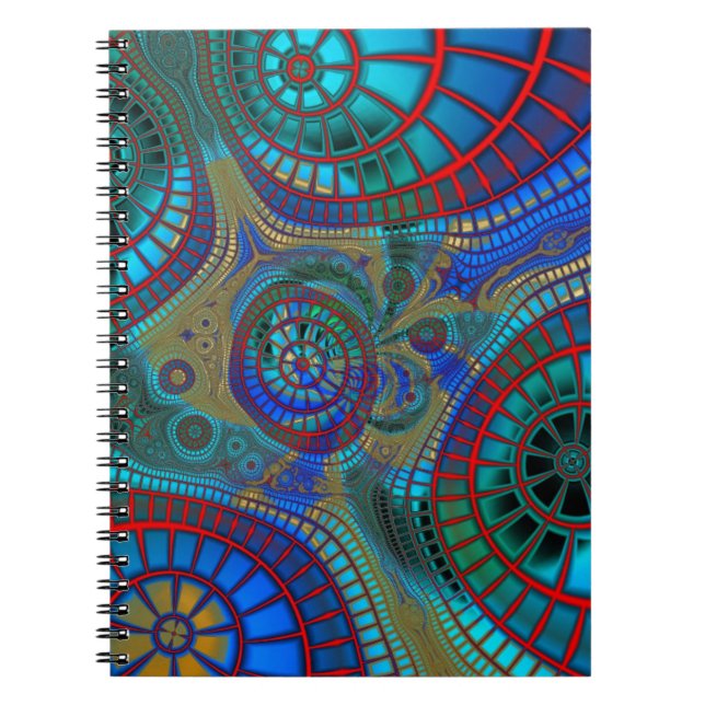 Cuaderno Fracturas verdes azules rojas de arte moderno (Frente)