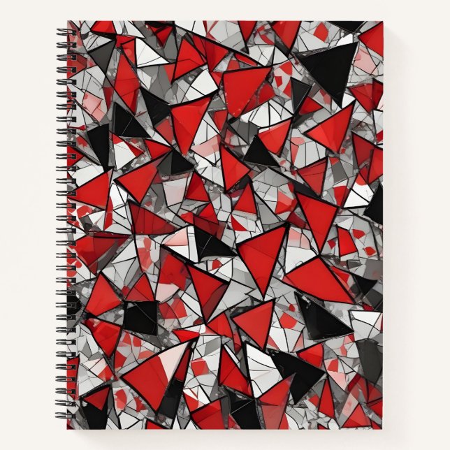 Cuaderno Fragmentos de Cristal Rojo, Negro y Plata (Anverso)