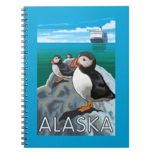 Cuaderno Frailecillos que miran un barco de cruceros