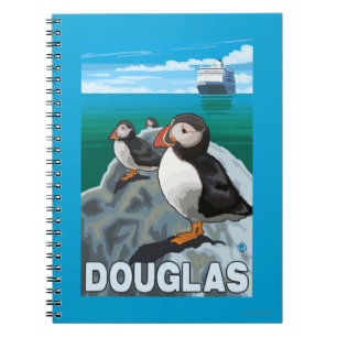 Cuaderno Frailecillos y barco de cruceros - Douglas, Alaska