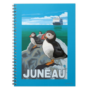 Cuaderno Frailecillos y barco de cruceros - Juneau, Alaska