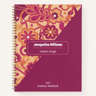 Cuaderno Frambuesa Groovy Psicodélico 60s 70s Floral