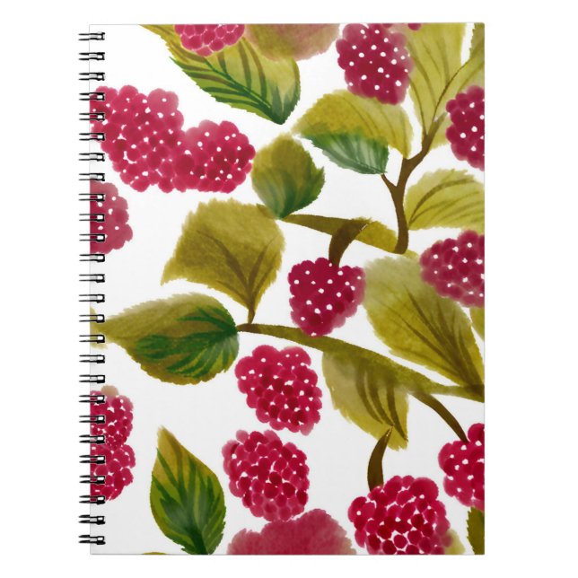 Cuaderno Frambuesas Rojas | Frutas en Acuarela (Frente)