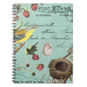 Cuaderno francés de los pájaros del vintage