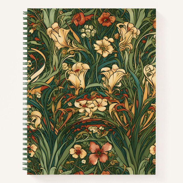 Cuaderno Francés, estilo Nouveau, flor silvestre, floral, n (Anverso)