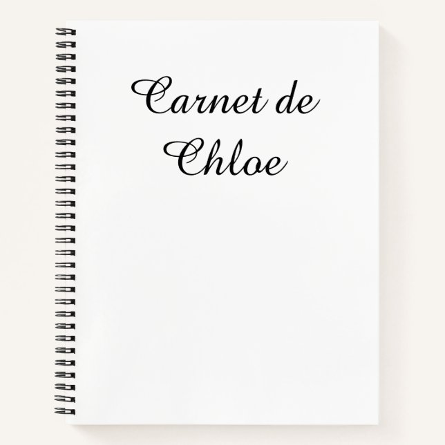 Cuaderno Francés Minimalista Negro sobre Blanco (Anverso)