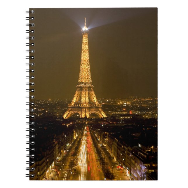 Cuaderno Francia, París. Vista nocturna de la Torre Eiffel (Frente)