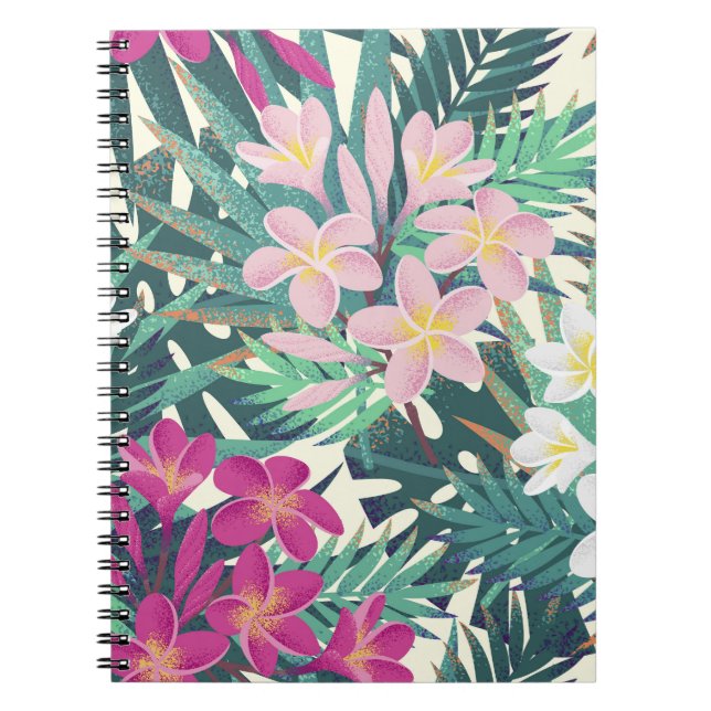 Cuaderno Frangipani Tropical: Vintage rosa-blanco. (Frente)