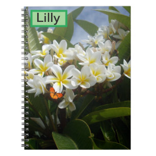 Cuaderno Frangipanis con mariposa, portátil personalizado