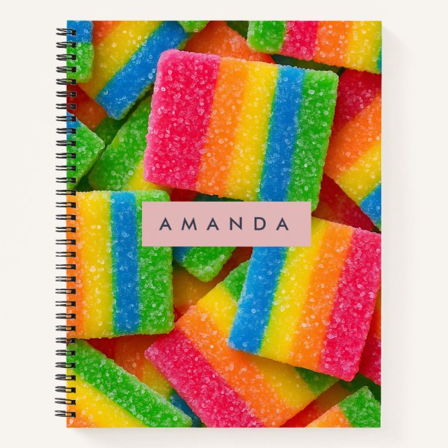 Cuaderno Franja de Caramelo de Arcoíris Vibrante Personaliz (Anverso)