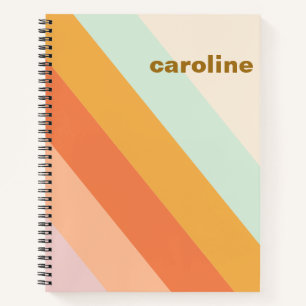 Cuaderno Franja diagonal colorida retro pastel personalizad