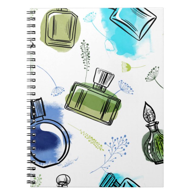 Cuaderno Frasco de perfume de patrón sin inconvenientes y t (Frente)