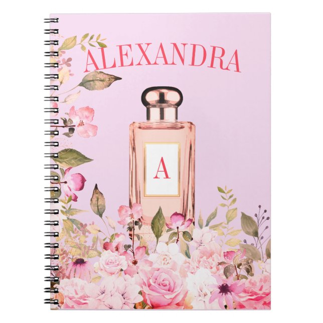 Cuaderno Frasco de Perfume Púrpura Moda de Bonito Floral Mo (Frente)