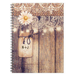 Cuaderno Frascos de Mason Iluminados Rústicos Margaritas &