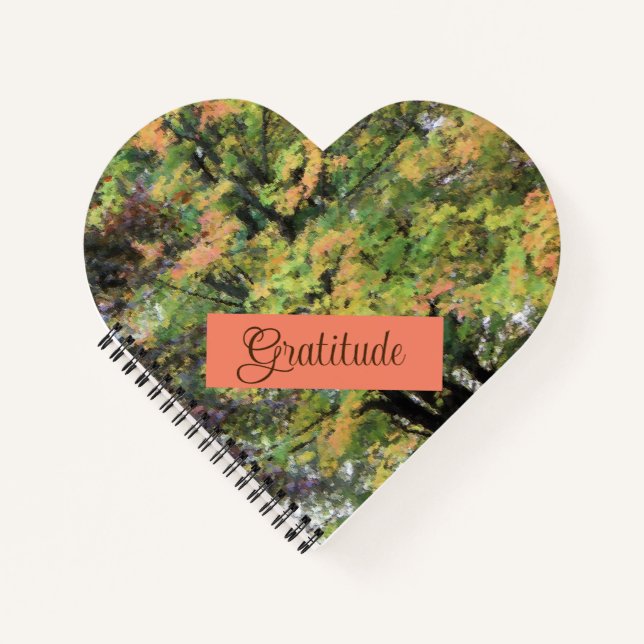 Cuaderno Frase de "Gratitud" Pintura de árbol de arce otoña (Anverso)