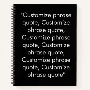 Cuaderno frase de texto minimalista en blanco y negro perso