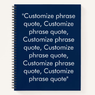 Cuaderno frase de texto personalizado blanco azul marino mi