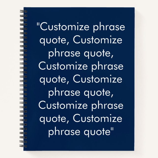 Cuaderno frase de texto personalizado blanco azul marino mi (Anverso)