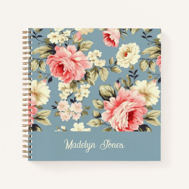 Cuaderno French Country Cottage Garden Flowers Custom Name (Anverso)