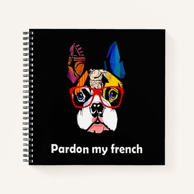 Cuaderno Frenchie Gift | Perdonar mi perro toro francés col (Anverso)